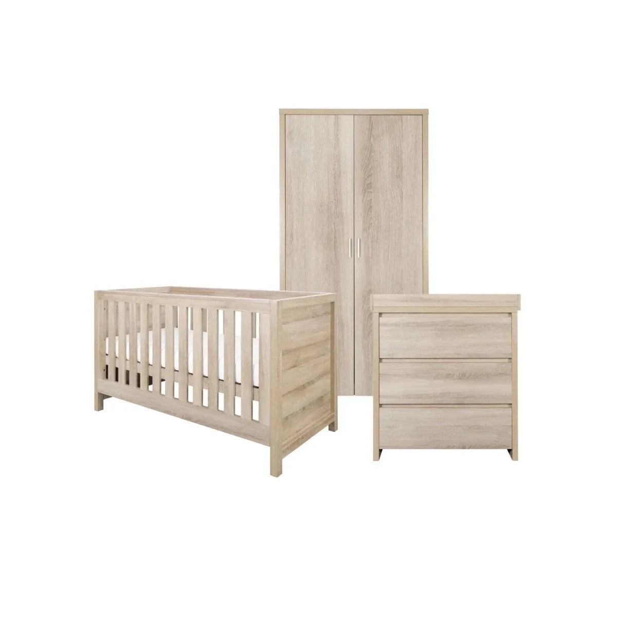 Tutti Bambini Modena 3 Piece Room Set with Deluxe Fibre Mattress - Oak