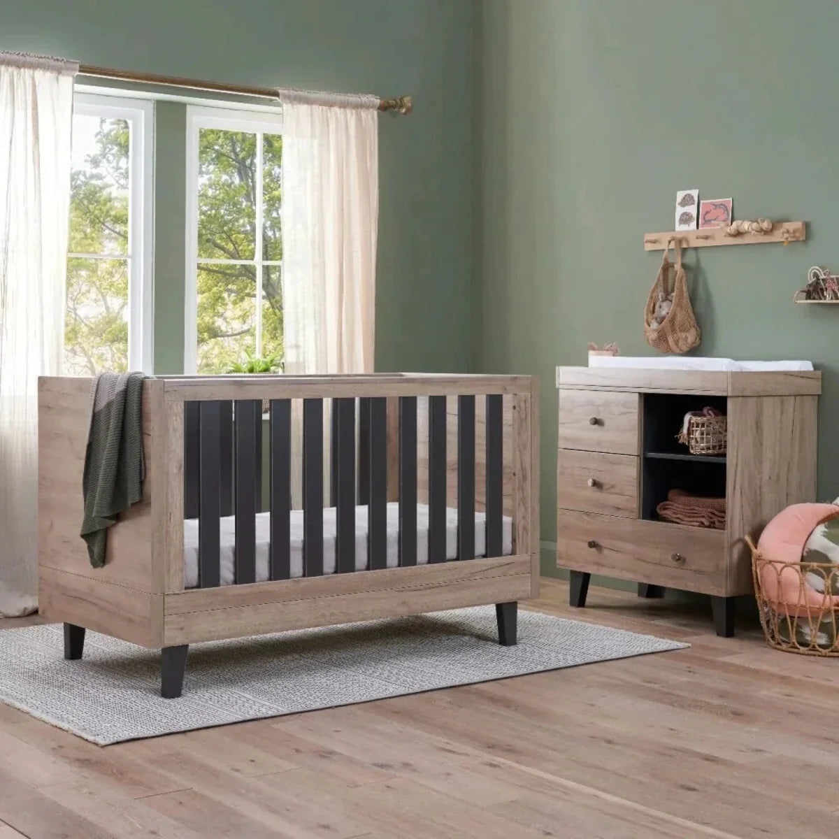 Tutti Bambini Como 2 Piece Furniture Set - Distressed Oak/Slate Grey