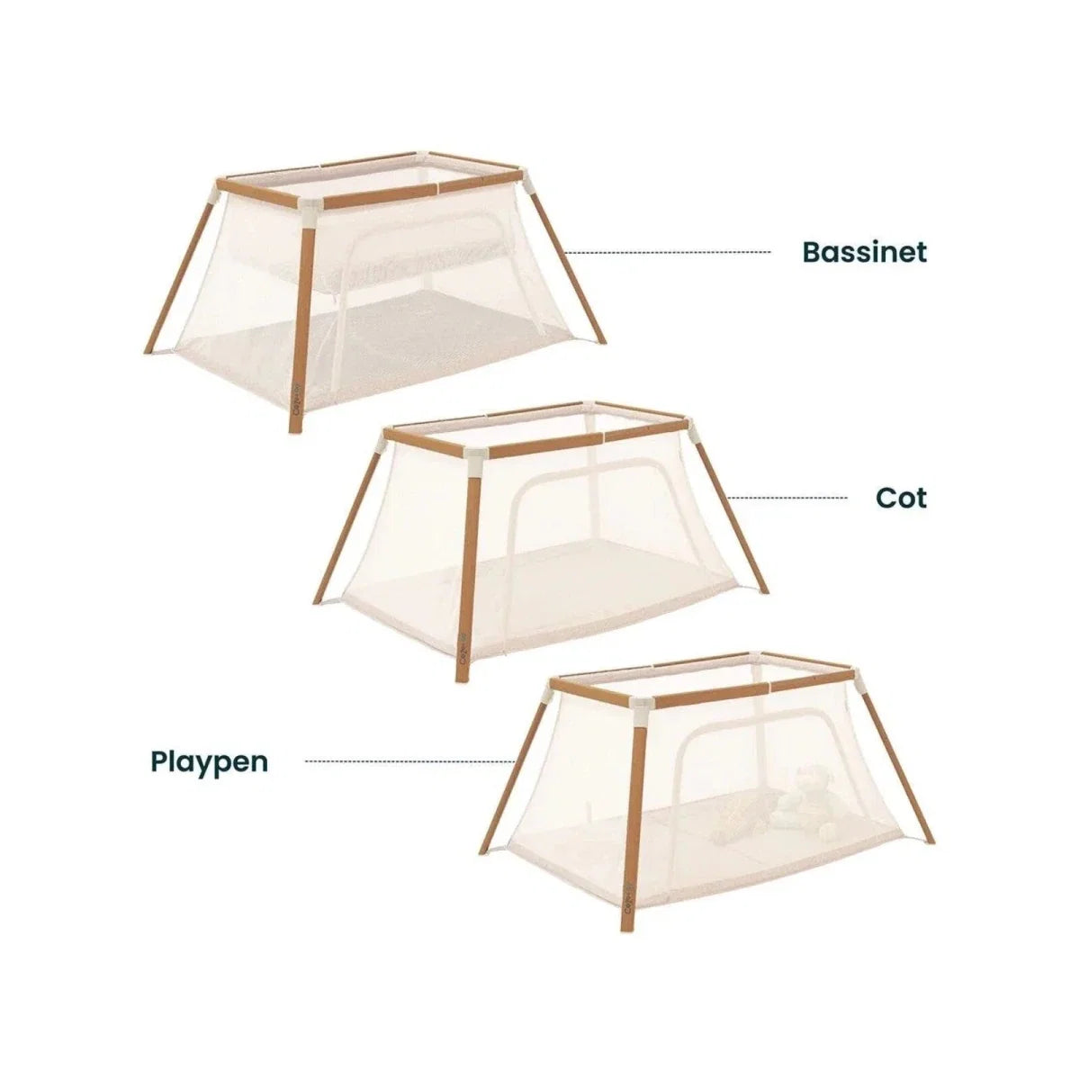 Tutti Bambini CoZee Go Day & Night Playpen - Scandinavian Walnut/Ecru