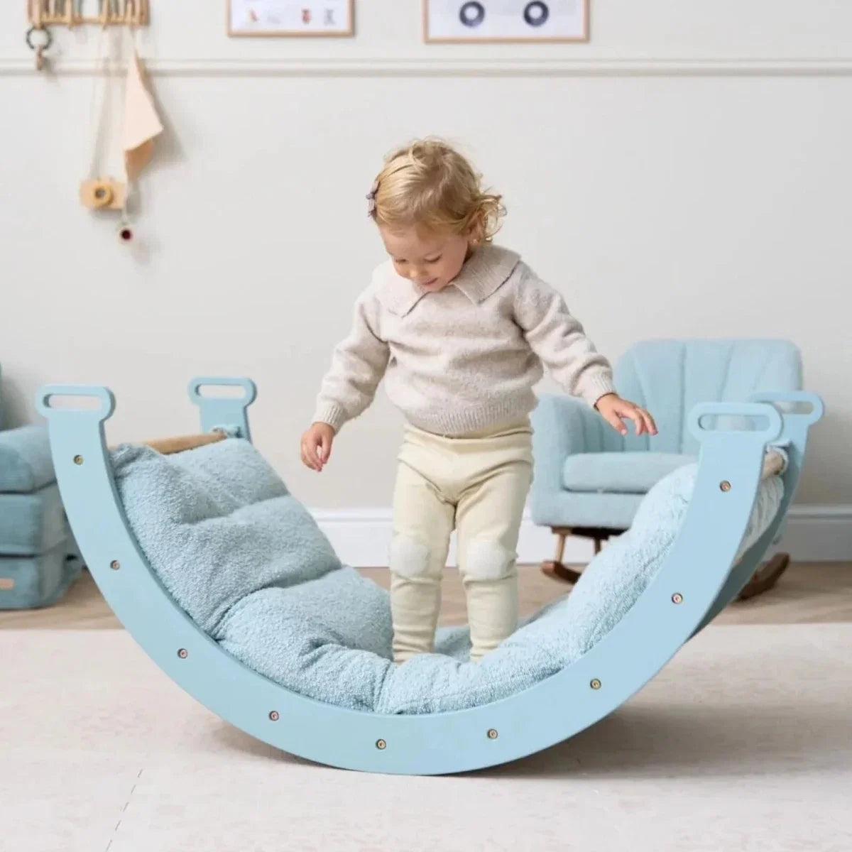 Tutti Bambini Scala Montessori 3-in-1 Pikler Climbing Frame with Climbing Wall - Ocean Stone