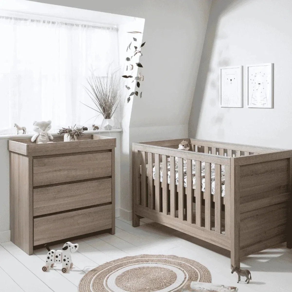 Tutti Bambini Modena 2 Piece Room Set with Deluxe Fibre Mattress - Oak