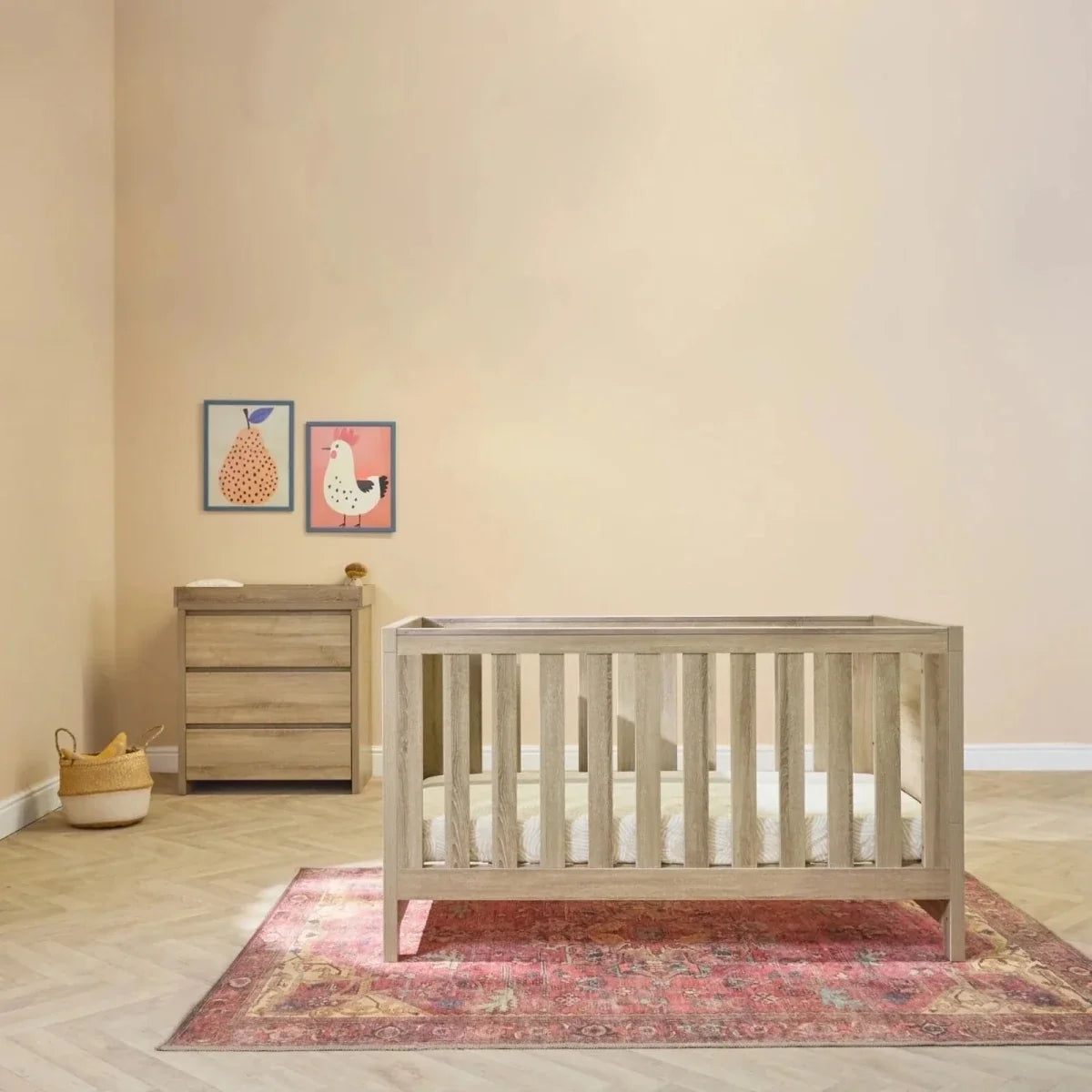Tutti Bambini Modena 2 Piece Room Set with Deluxe Fibre Mattress - Oak