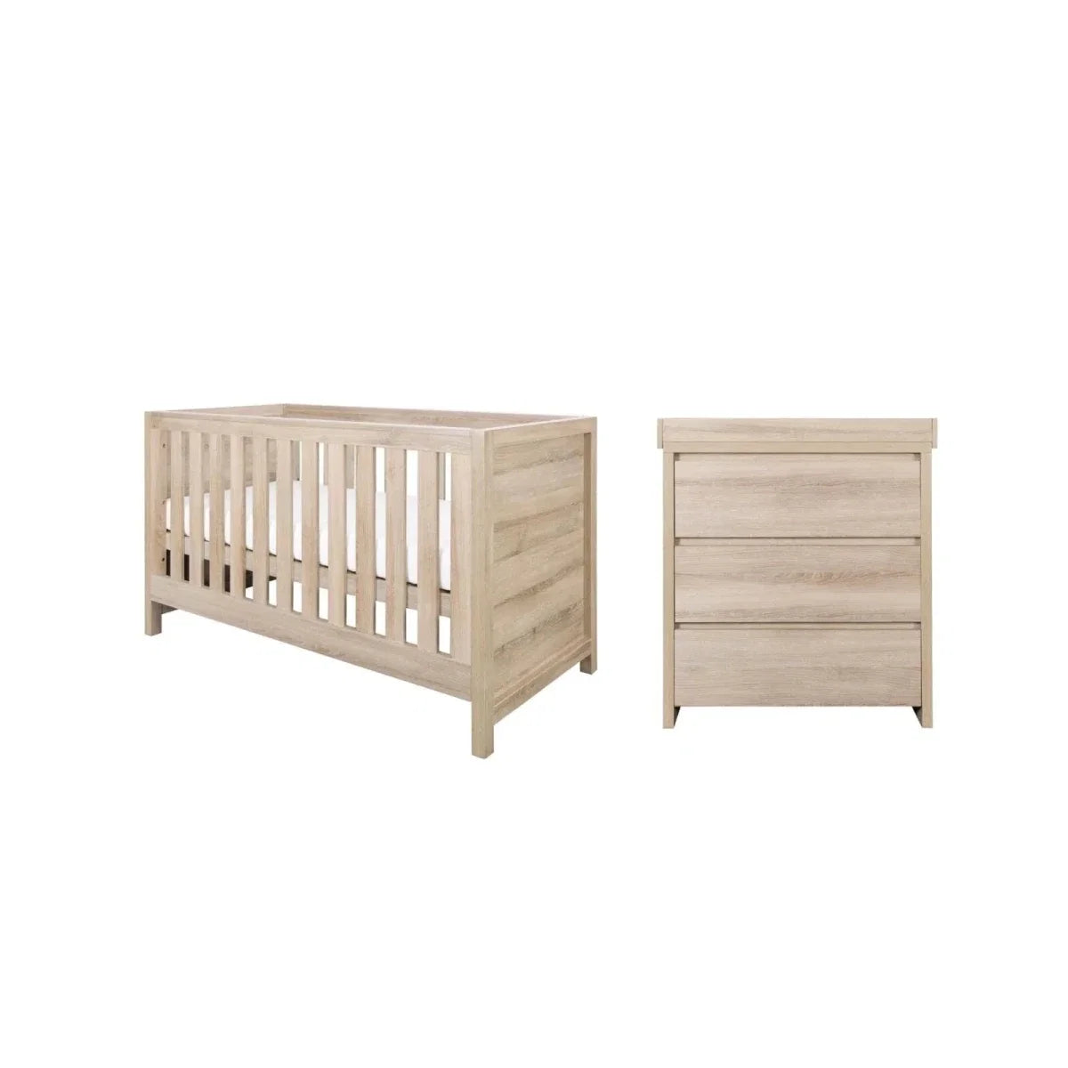 Tutti Bambini Modena 2 Piece Room Set with Deluxe Fibre Mattress - Oak