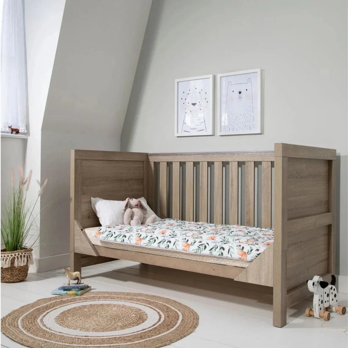 Tutti Bambini Modena 2 Piece Room Set with Deluxe Fibre Mattress - Oak