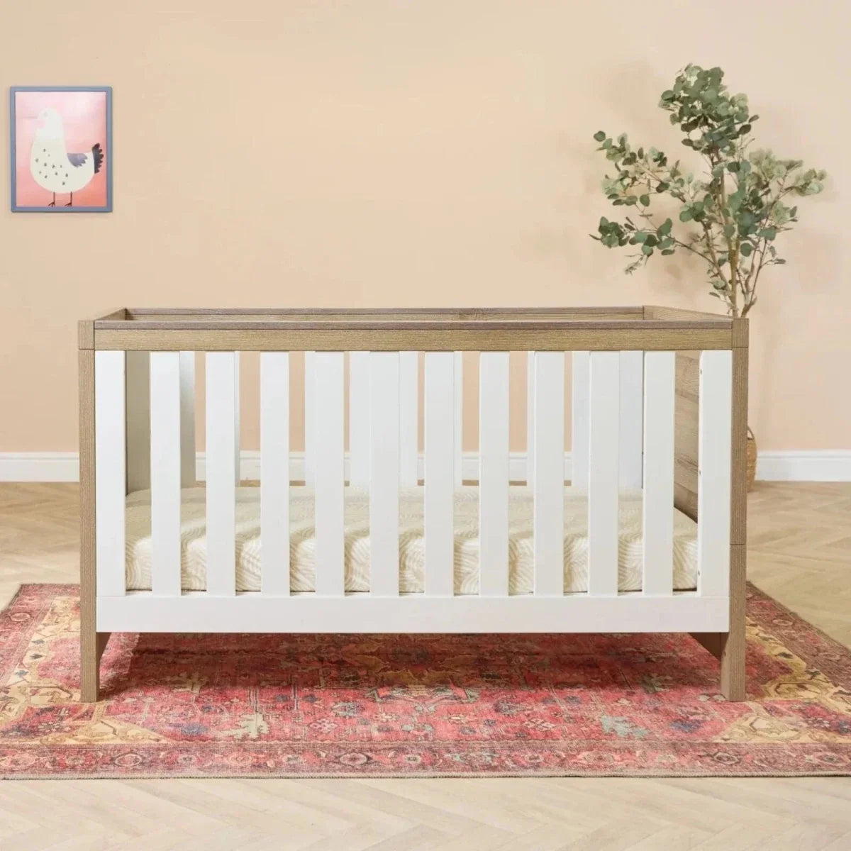 Tutti Bambini Modena 2 Piece Room Set with Deluxe Fibre Mattress - White/Oak