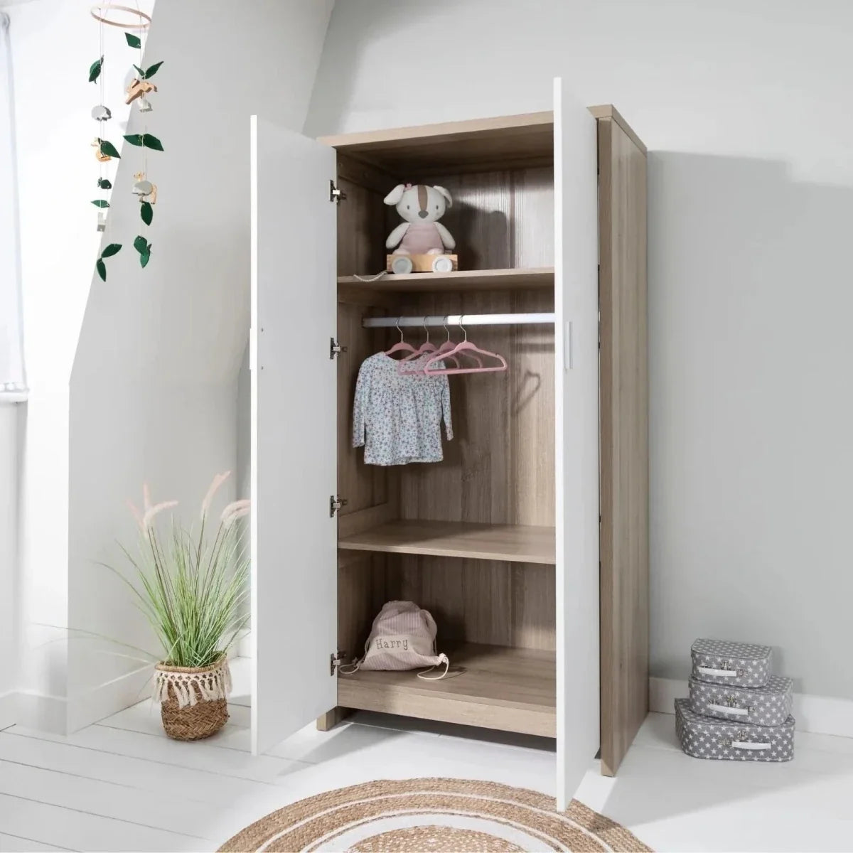 Tutti Bambini Modena 3 Piece Room Set with Sprung Fibre Mattress - White/Oak