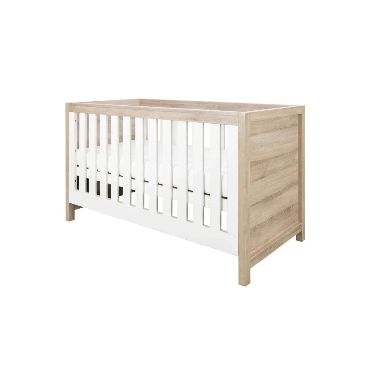 Tutti Bambini Modena 3 Piece Room Set with Sprung Fibre Mattress - White/Oak