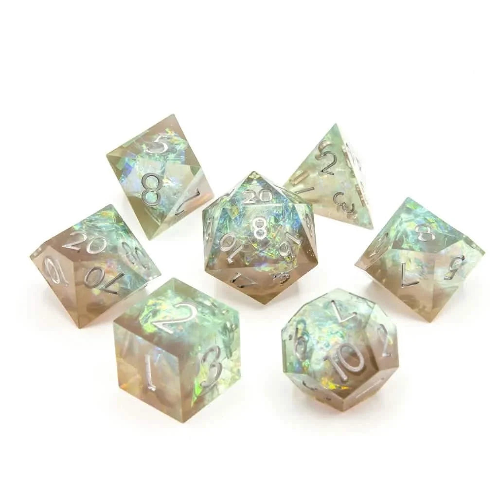 Sea Foam | Sharp Edge Dice | Resin | 7 Piece Set