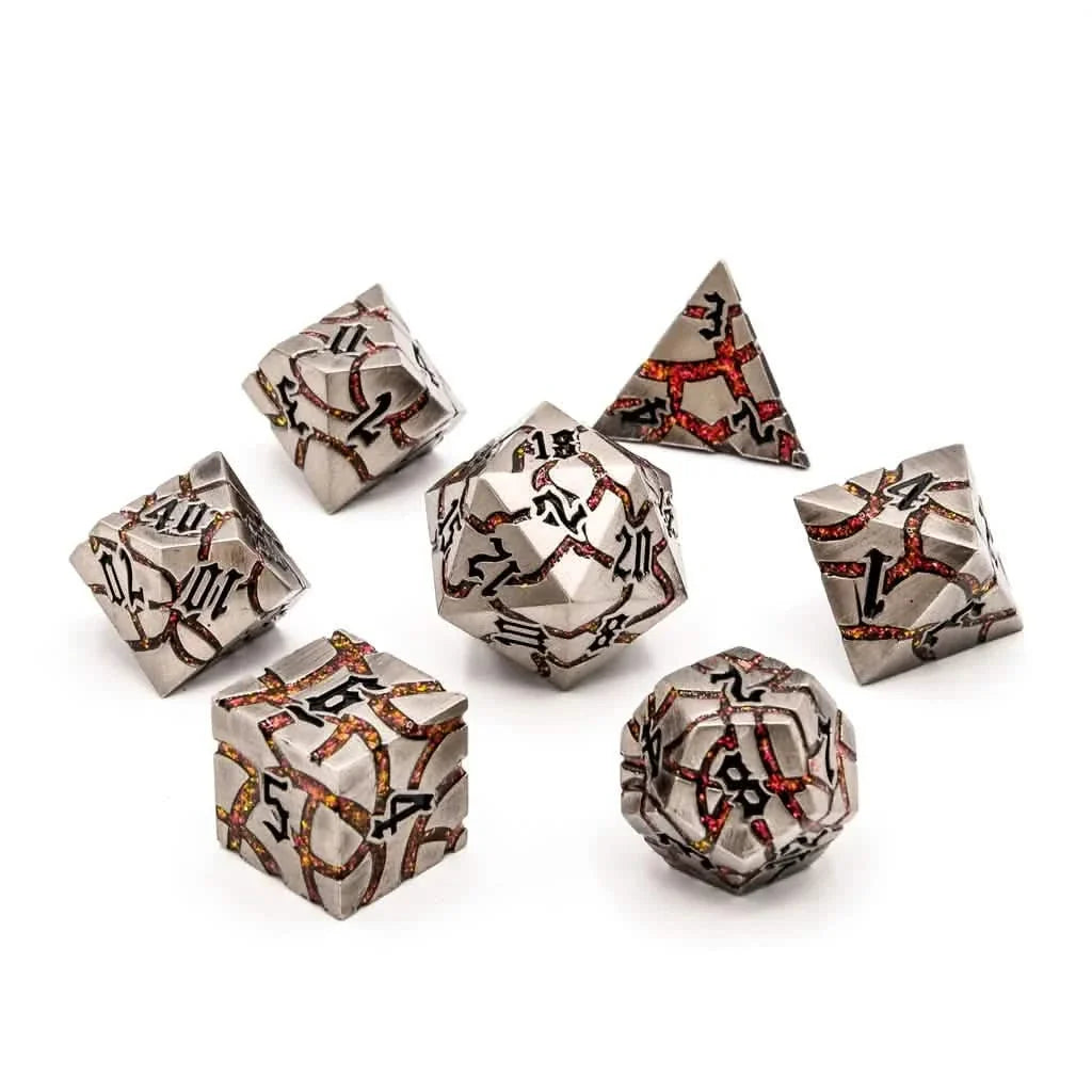 Infernal Steel | Solid Metal Dice | 7 Piece Set