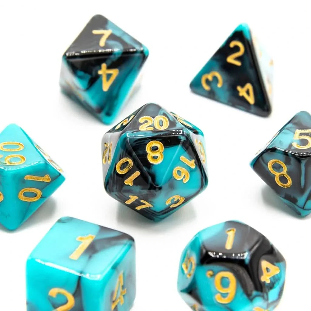 Shadowed Abyss | Soft Edge Dice | Acrylic | 7 Piece Set