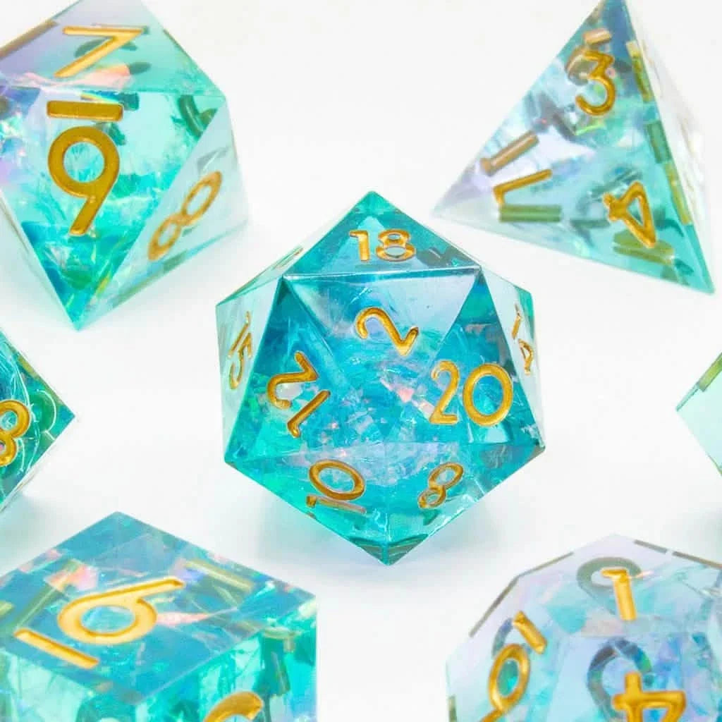 Jelly Twinkle | Sharp Edge Dice | Resin | 7 Piece Set
