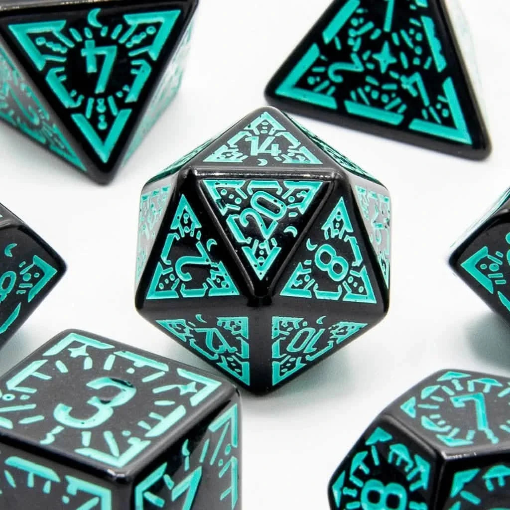 Emerald Ray | Soft Edge Dice | Acrylic | 7 Piece Set
