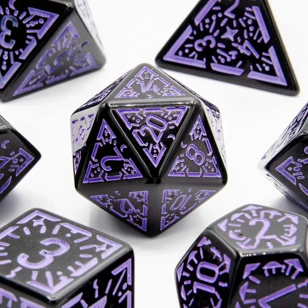 Violet Ray | Soft Edge Dice | Acrylic | 7 Piece Set