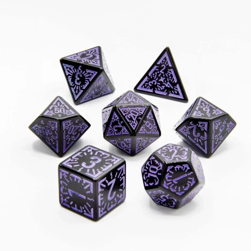 Violet Ray | Soft Edge Dice | Acrylic | 7 Piece Set