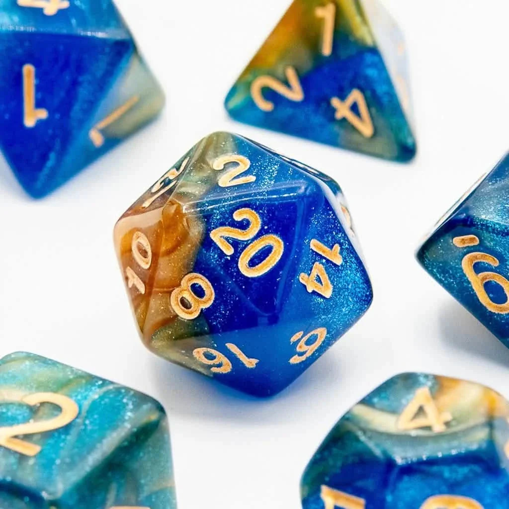 Blueberry Mango Spark | Soft Edge Dice | Acrylic | 7 Piece Set