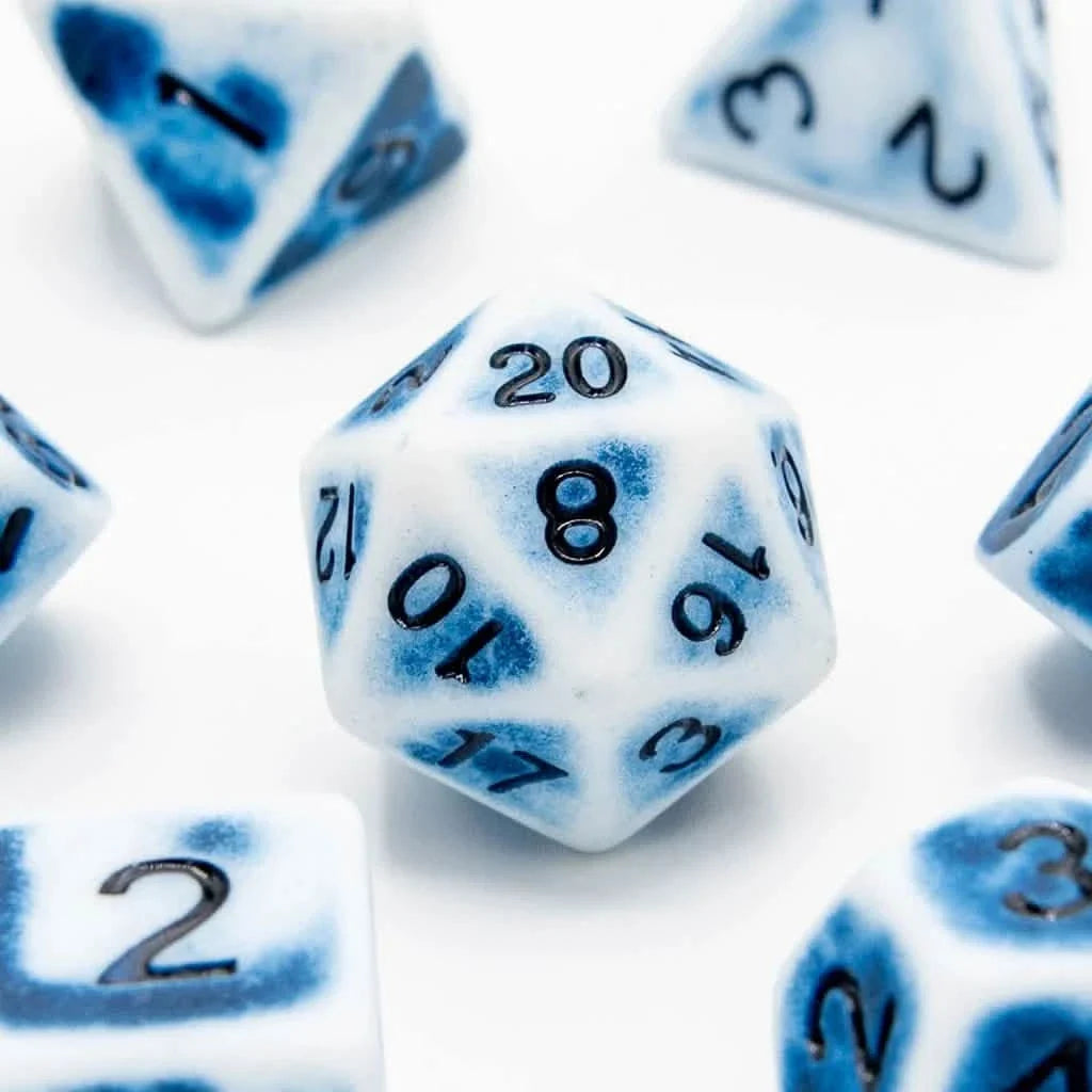 Faded Glory Blue | Soft Edge Dice | Acrylic | 7 Piece Set