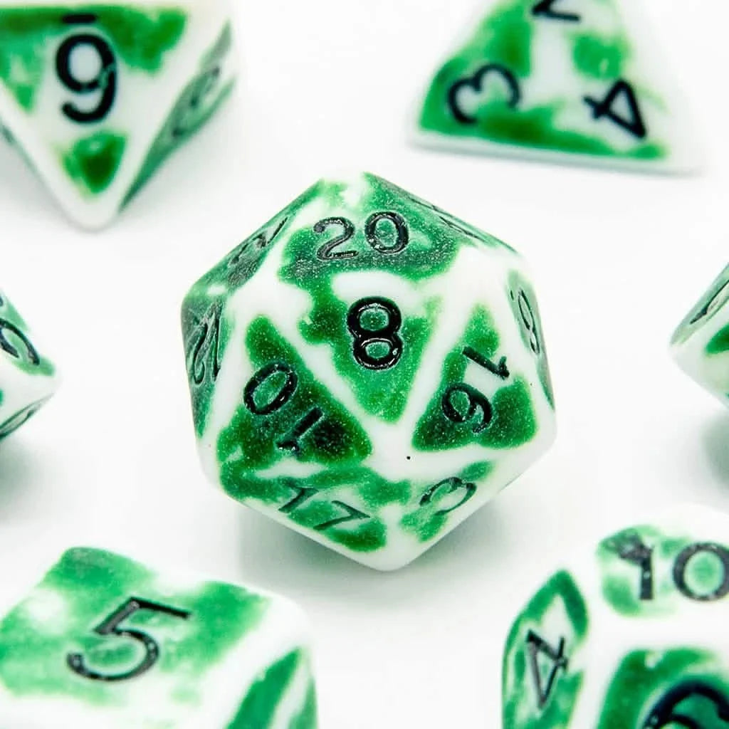 Faded Glory Green | Soft Edge Dice | Acrylic | 7 Piece Set