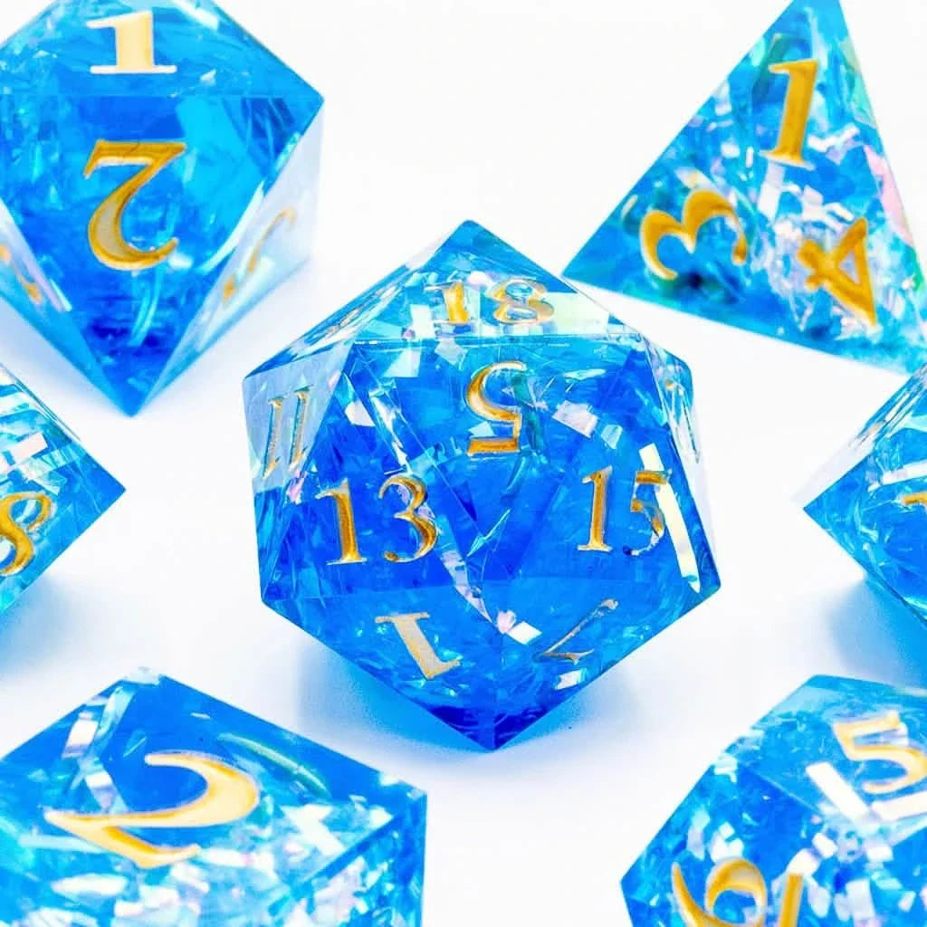 Skyward Spark | Sharp Edge Dice | Resin | 7 Piece Set