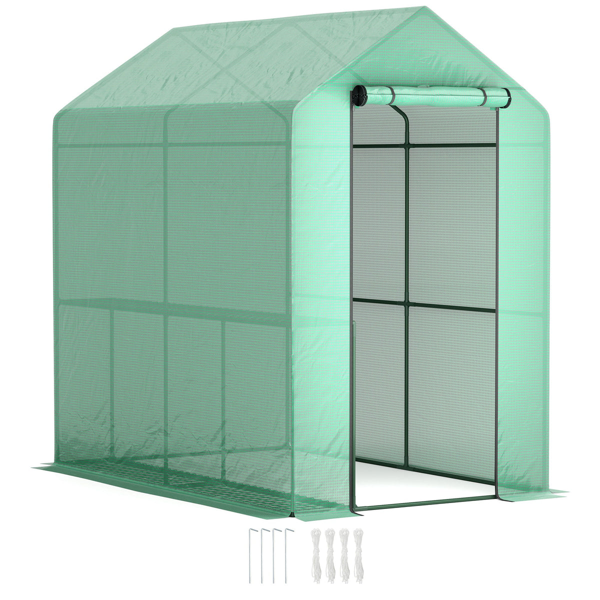 Outsunny Walk in Greenhouse w/Shelves Steeple Grow House 120 x 186 x 190 cm