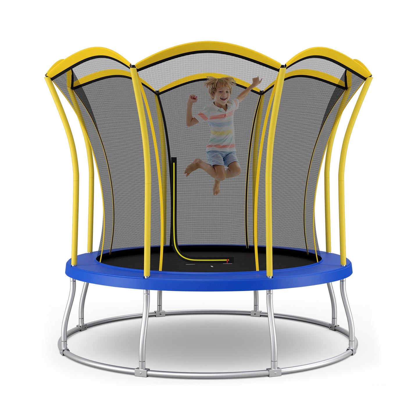 10 Feet Unique Flower Shape Trampoline with Galvanized Steel Frame-Orange
