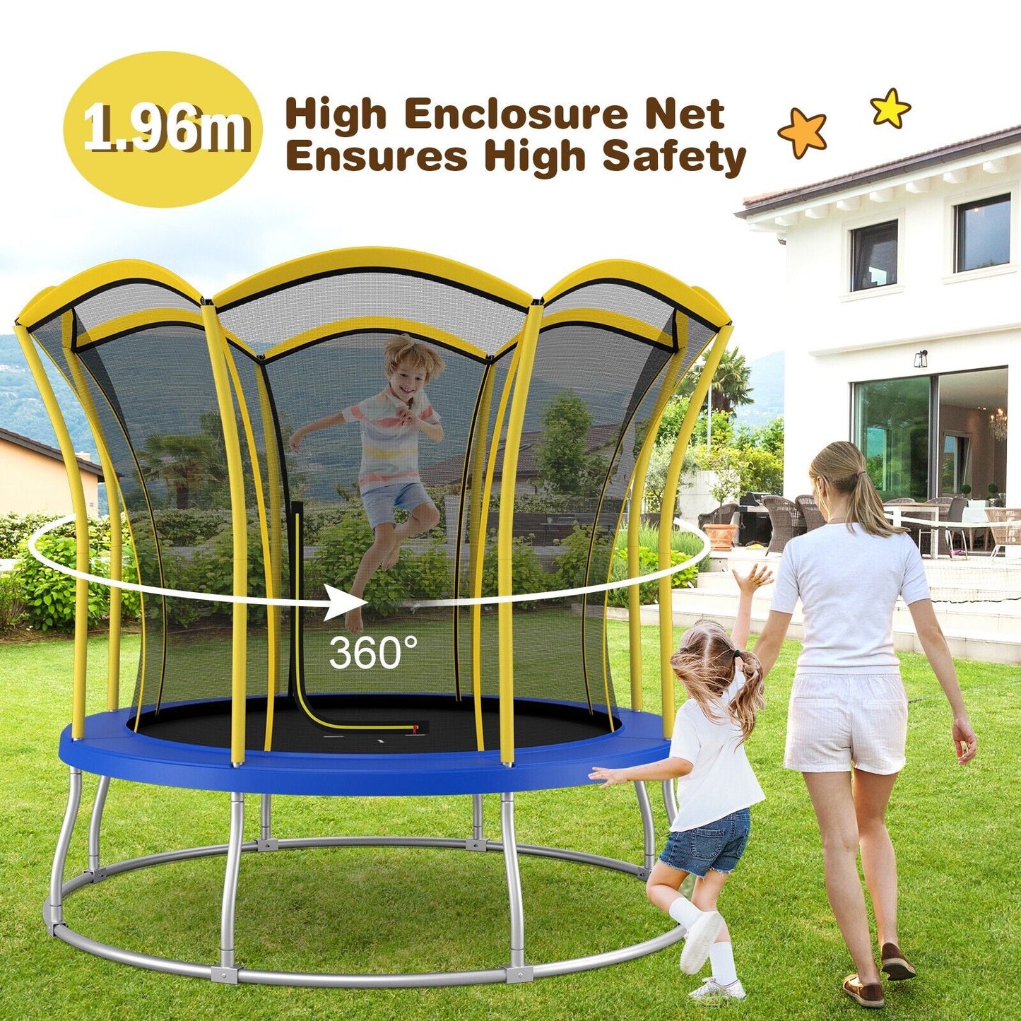 10 Feet Unique Flower Shape Trampoline with Galvanized Steel Frame-Orange