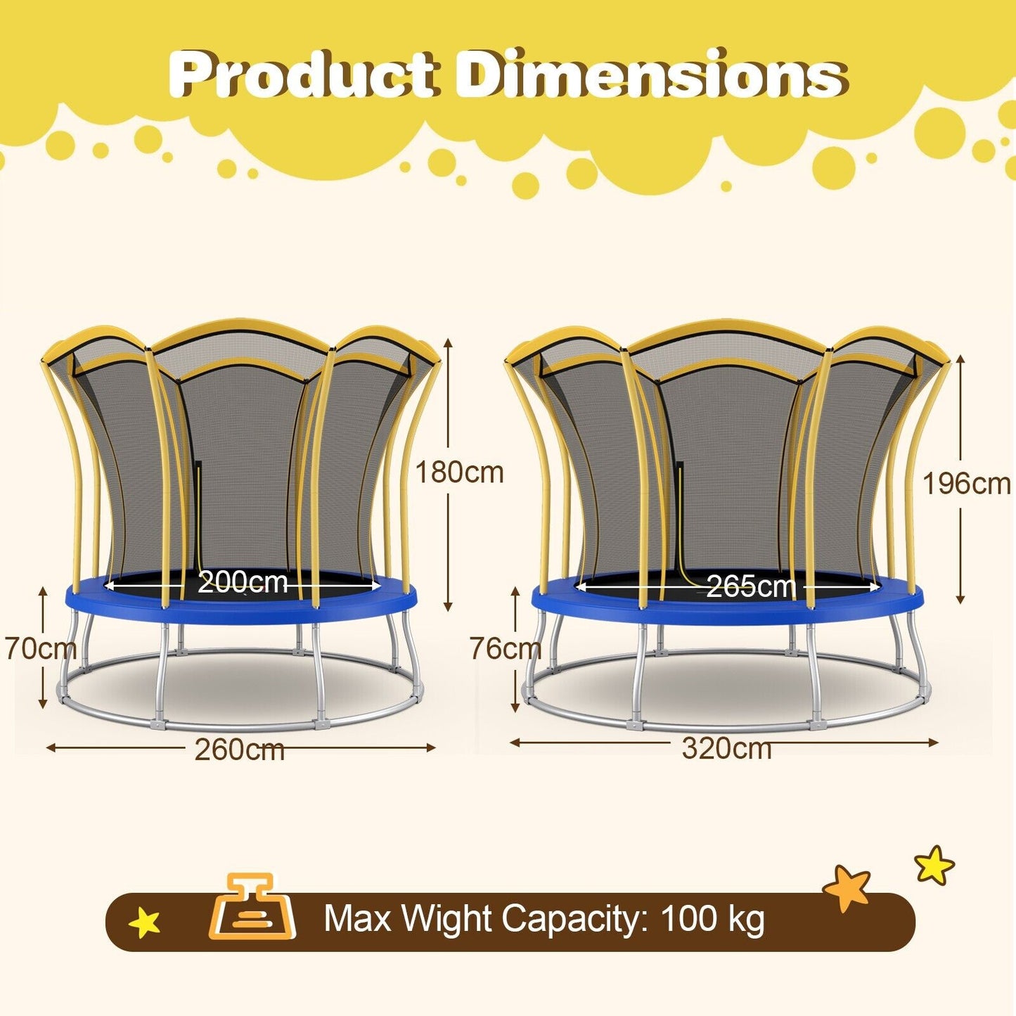 10 Feet Unique Flower Shape Trampoline with Galvanized Steel Frame-Orange