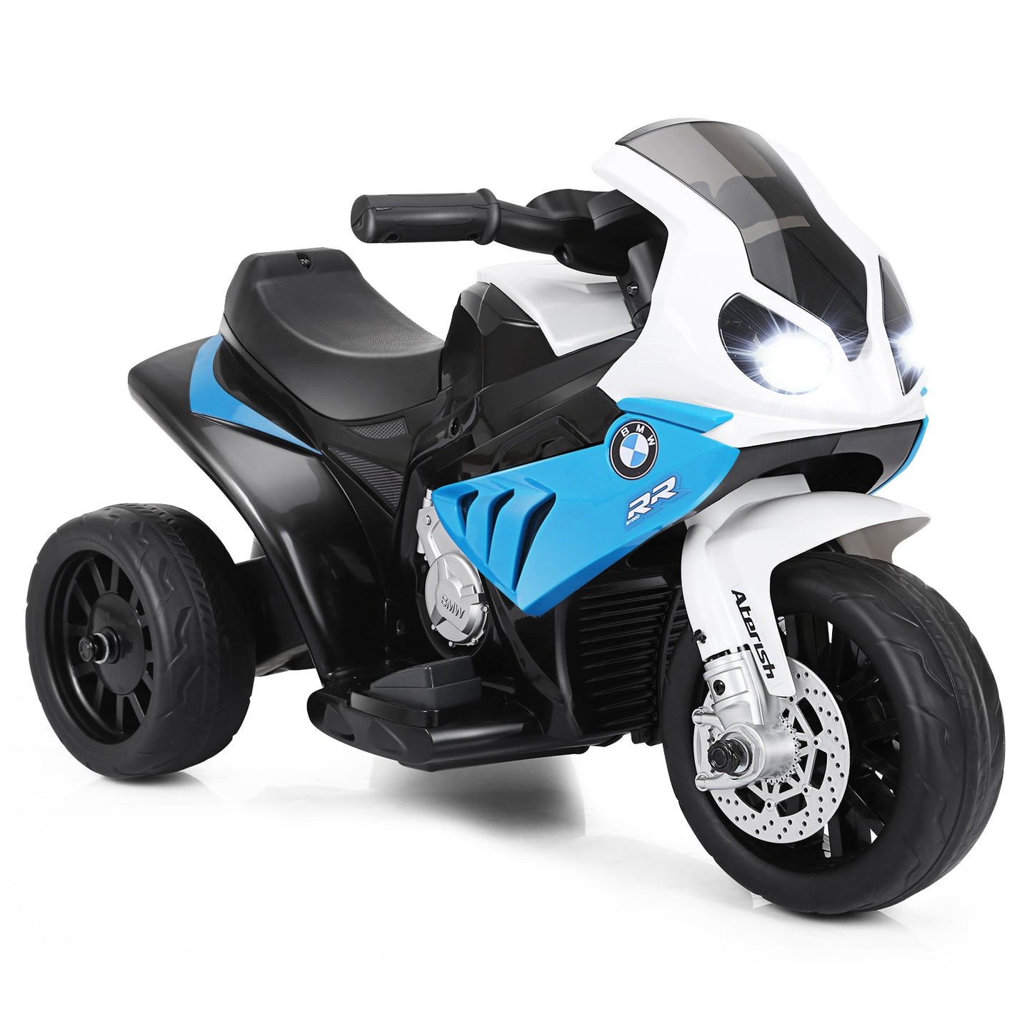 6V Kids Ride on Motorcycle with Training Wheels and Head Light-Black