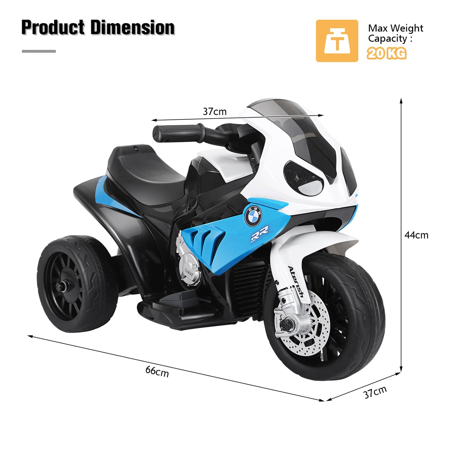 6V Kids Ride on Motorcycle with Training Wheels and Head Light-Black