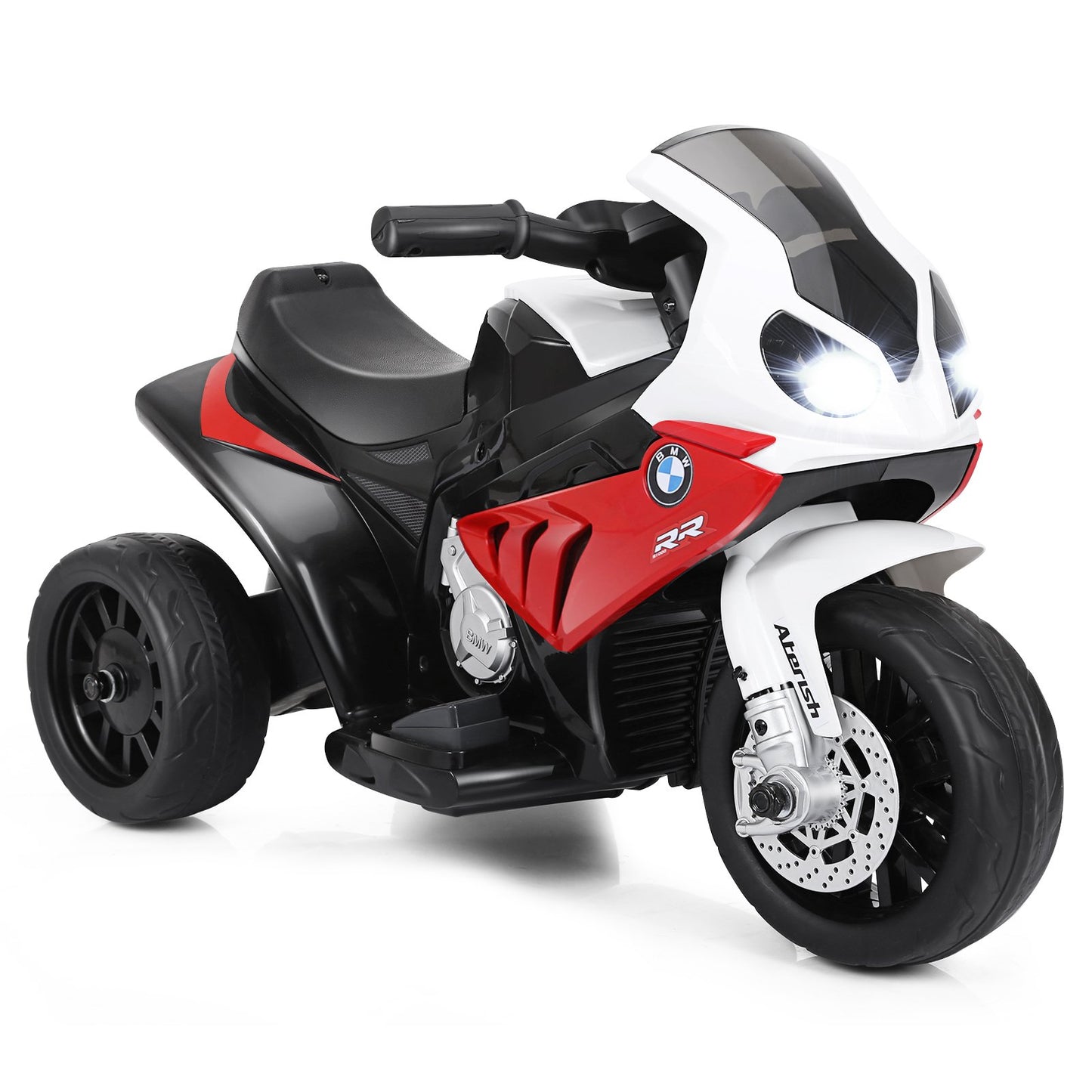 6V Kids Ride on Motorcycle with Training Wheels and Head Light-Black