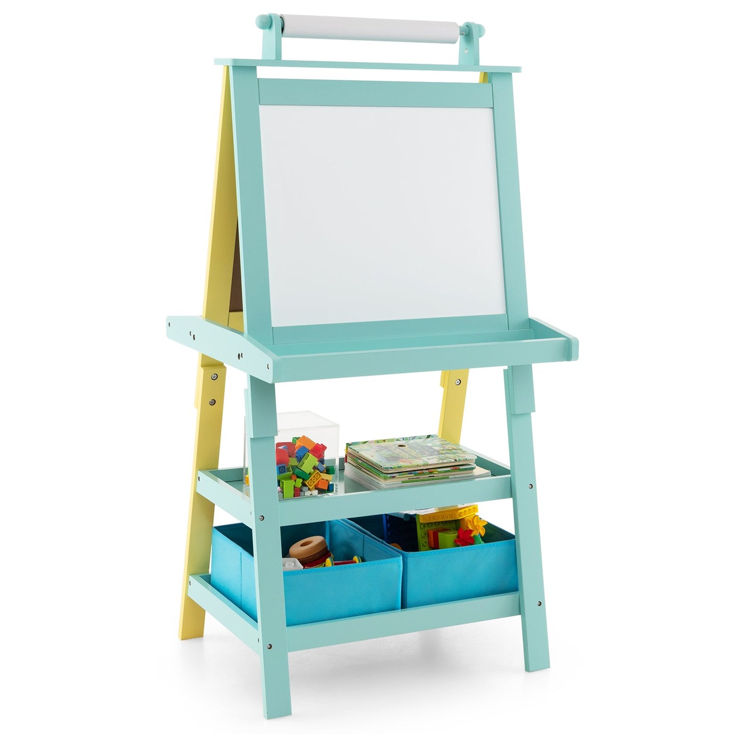 Children's Double-Sided Art Easel with Paper Roll-Blue