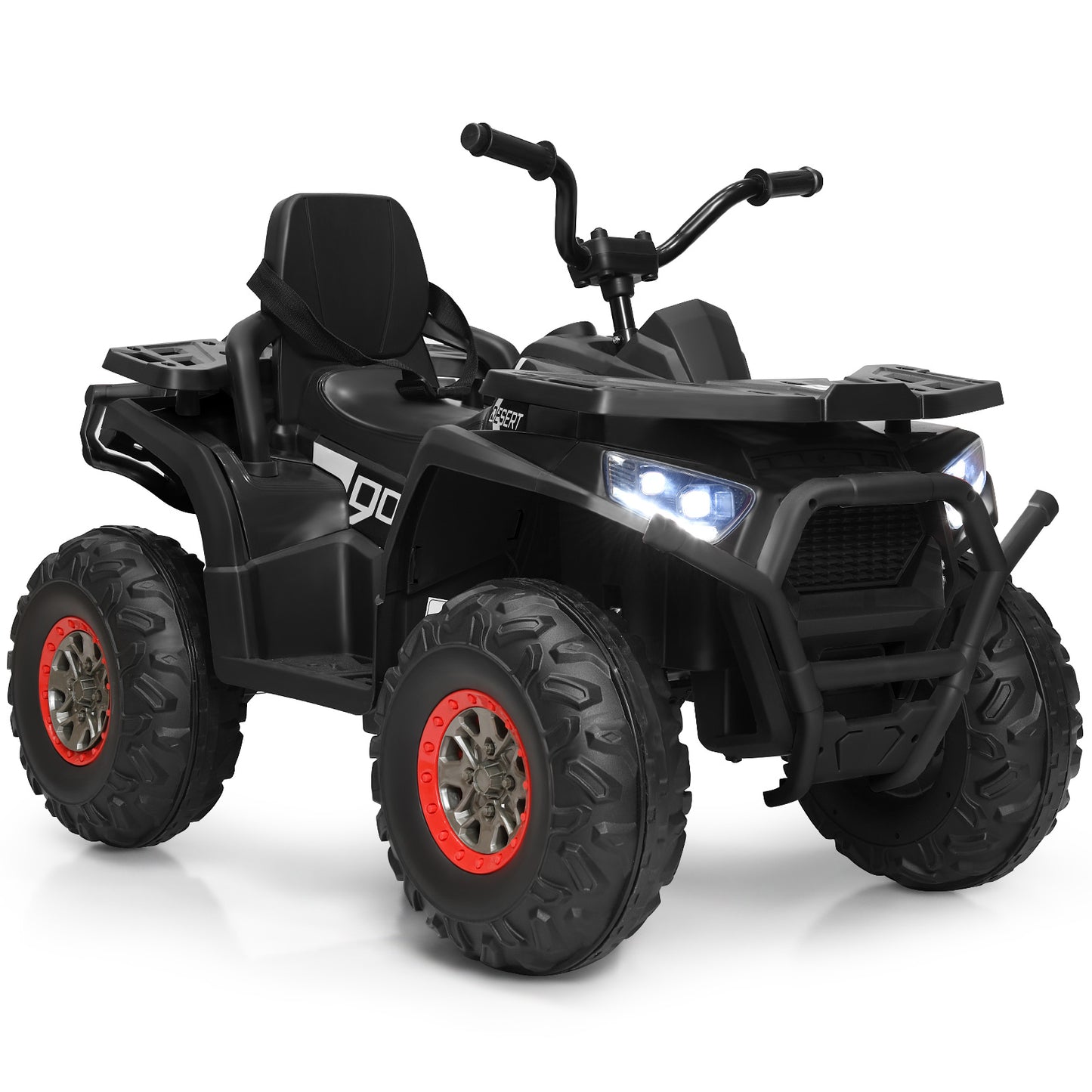 12V Kids Electric 4-Wheeler ATV Quad Ride On Car Toy with LED Lights and Music-Red