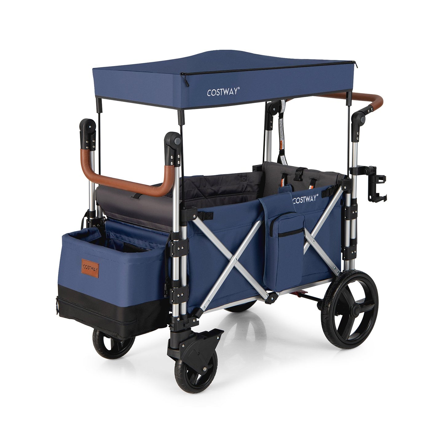 Twin Baby Double Stroller Wagon Push Pull Stroller-Black