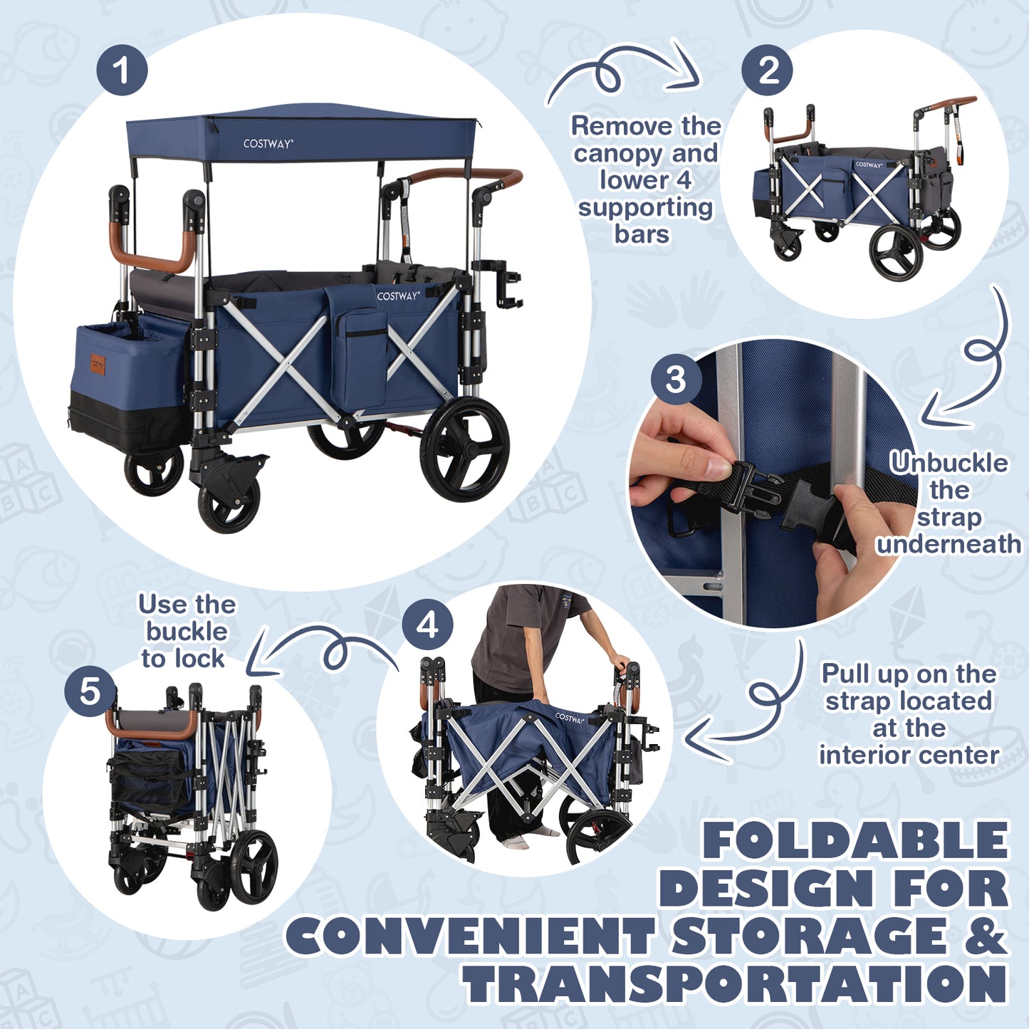 Twin Baby Double Stroller Wagon Push Pull Stroller-Black