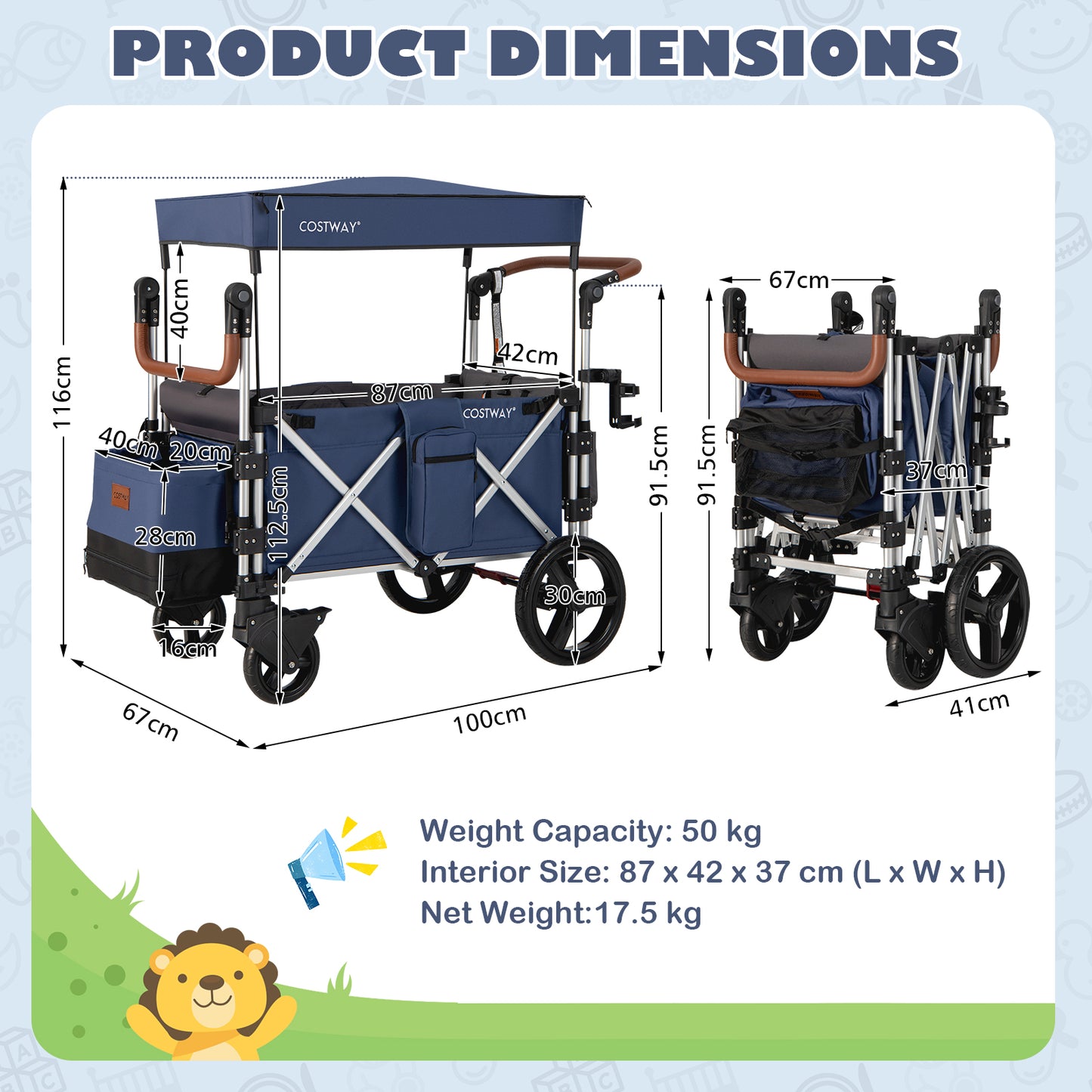 Twin Baby Double Stroller Wagon Push Pull Stroller-Black