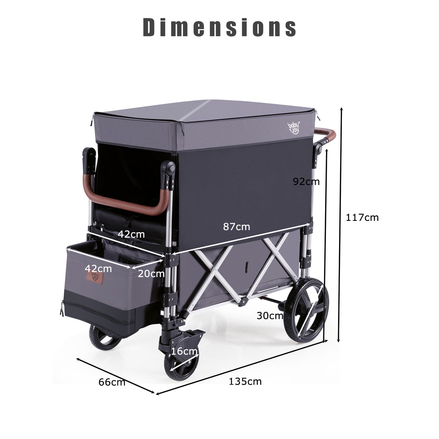 Twin Baby Double Stroller Wagon Push Pull Stroller-Black