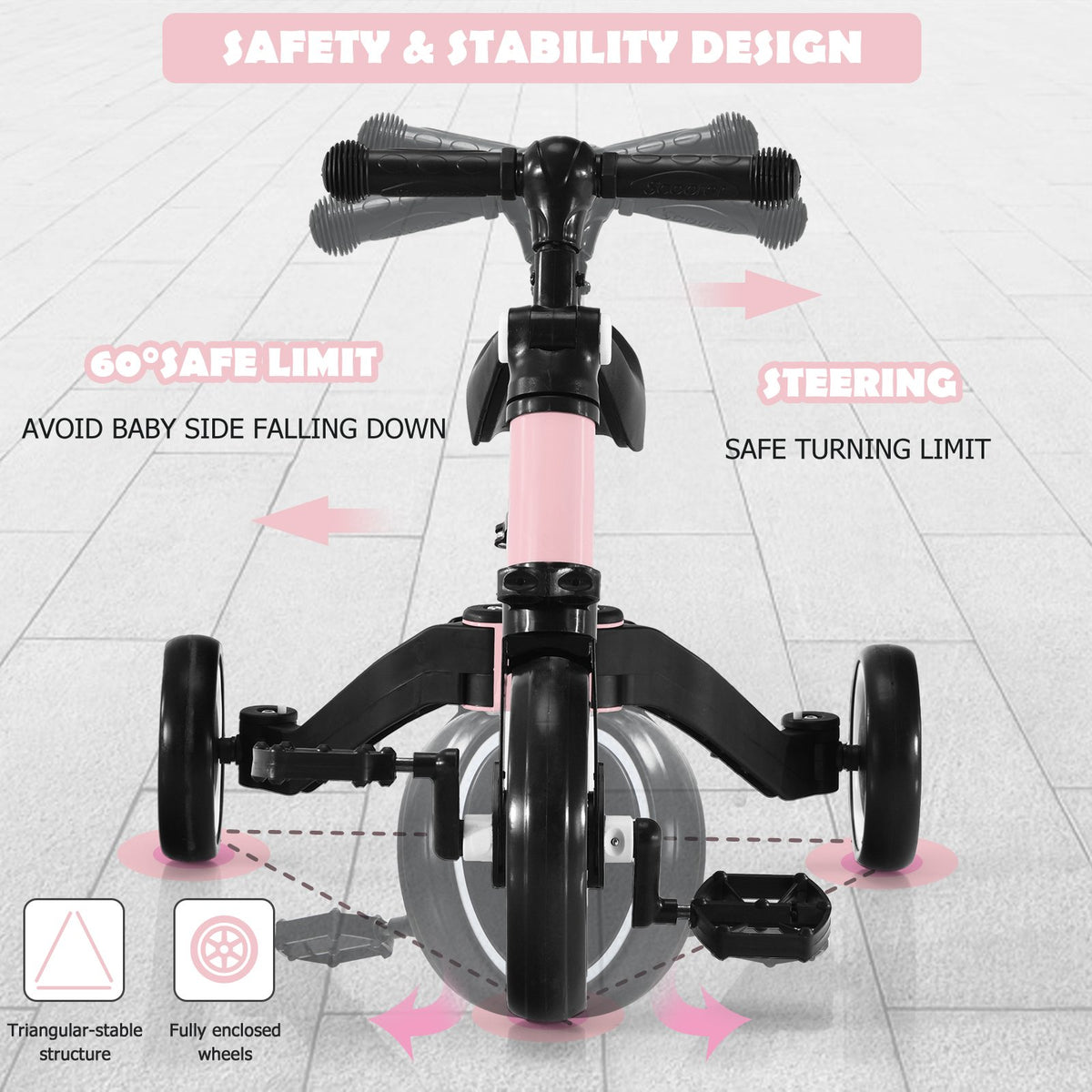 Convertible Balance Bike Kids Trike with Detachable Pedal for 1-4 Years Old Kids-Blue