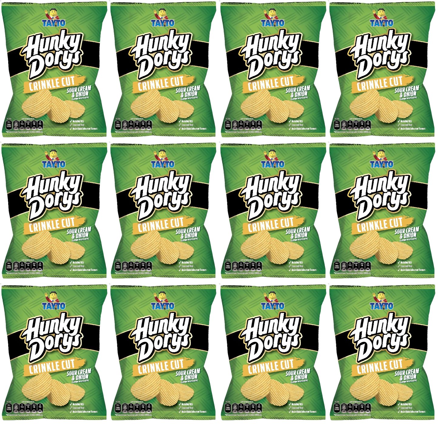 12 x Hunky Dorys Scour Cream & Onion Crisps 135G