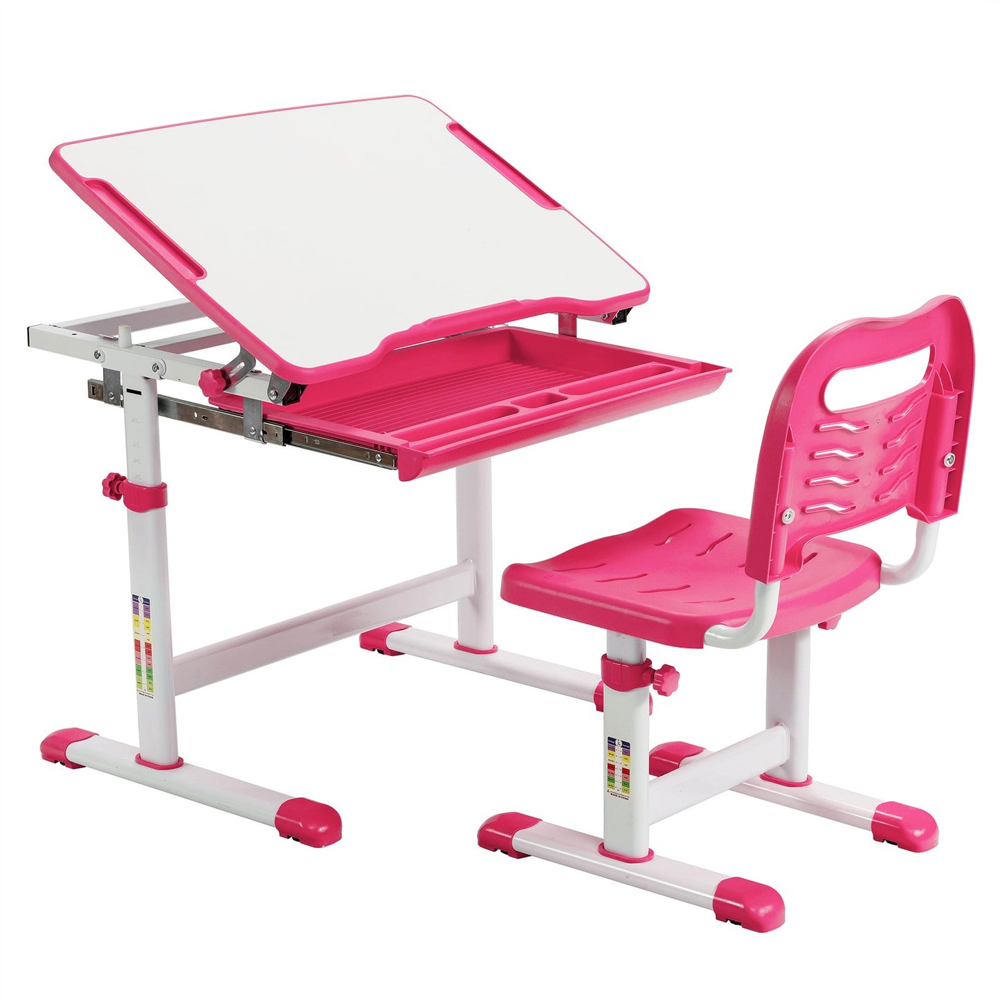 Height Adjustable Kids Study Table and Chair Set with Tilting Tabletop-Blue