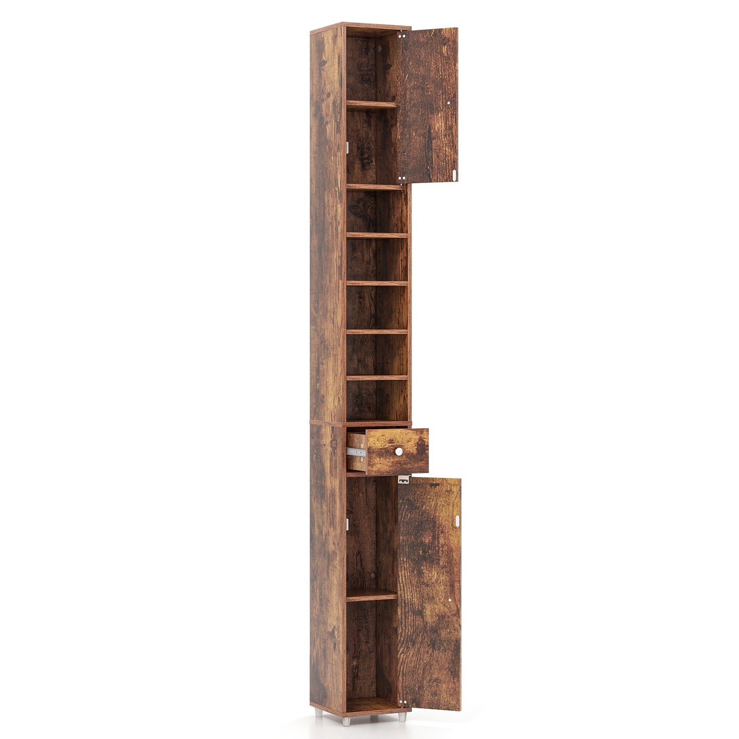 180CM Tall Freestanding Bathroom Cabinet with 2 Doors and 1 Drawer-White