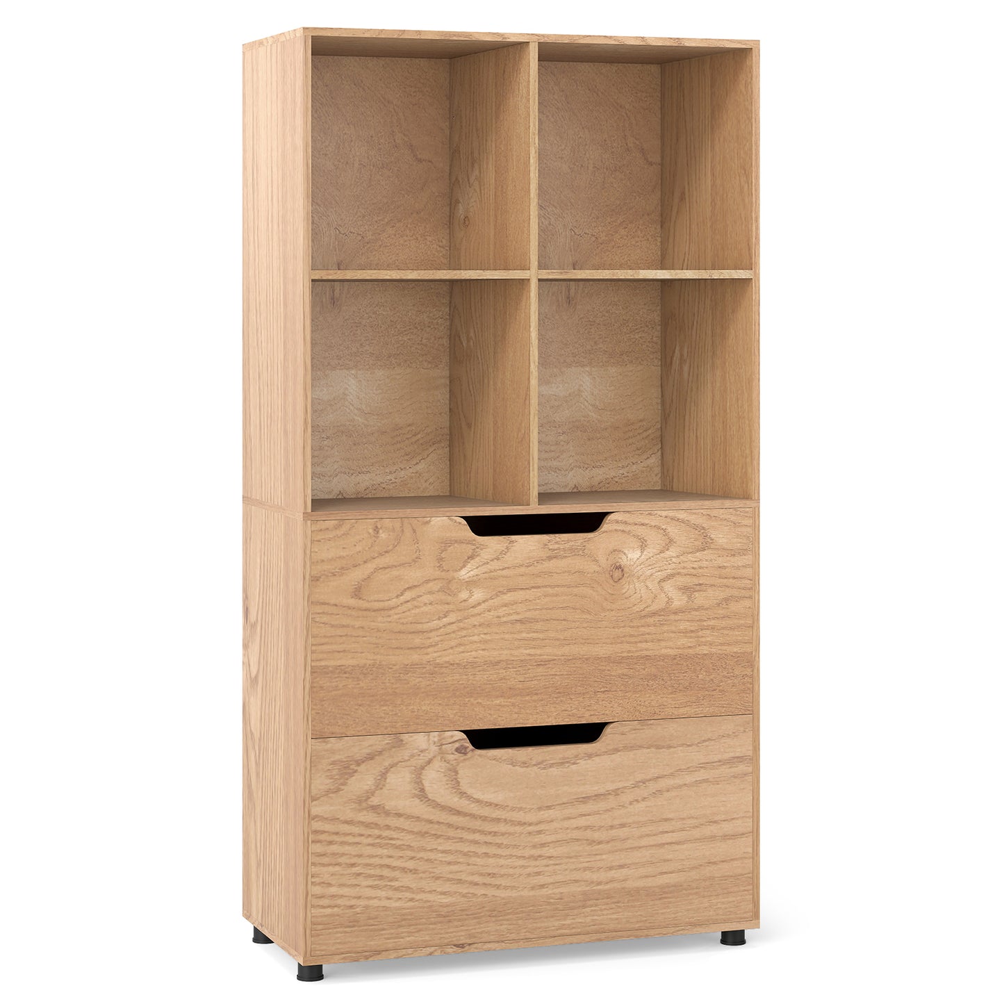 130CM 5-Tier Tall Freestanding Bookshelf for Living Room-Natural