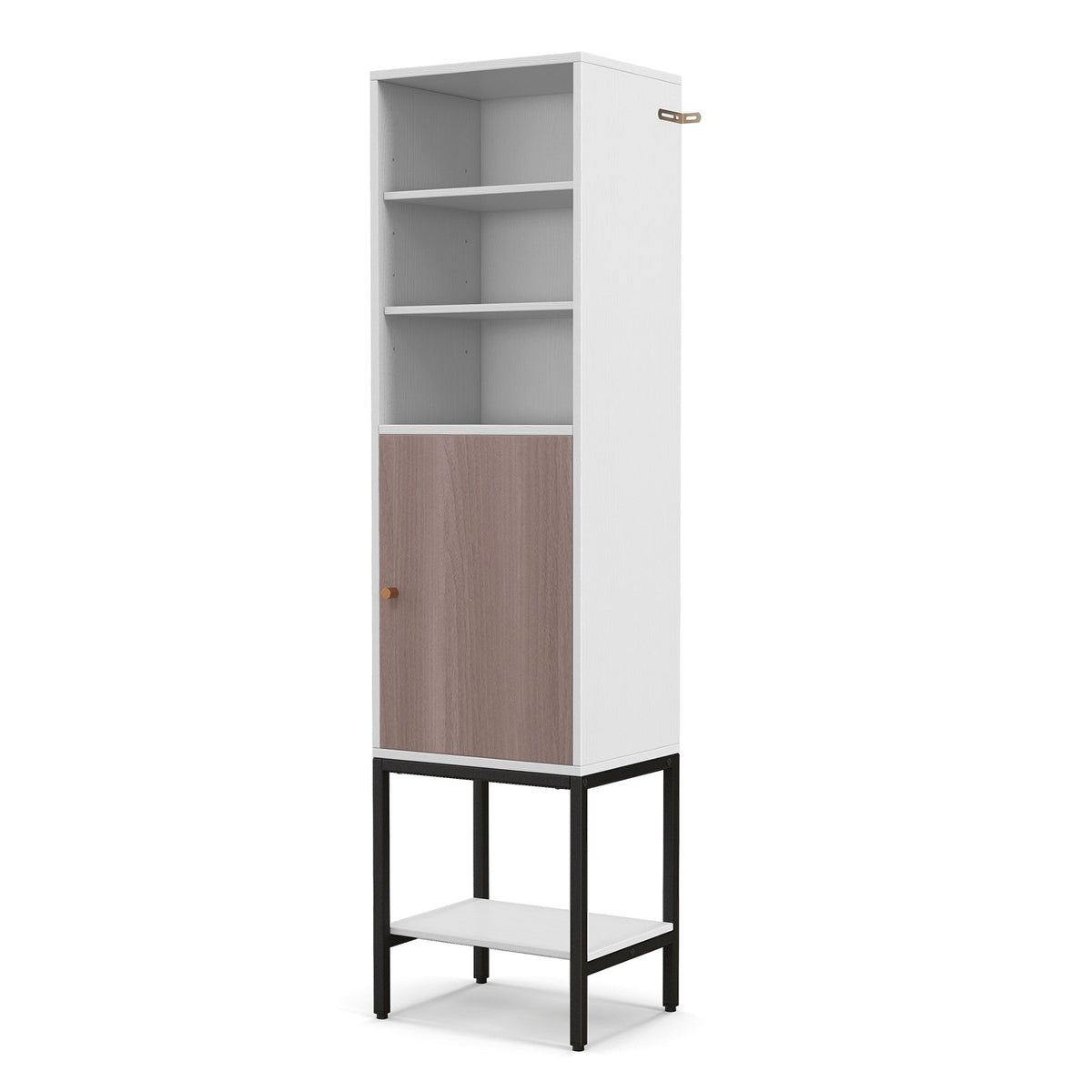 Tall Storage Cabinet with Adjustable Shelf and Bottom Storage-Black