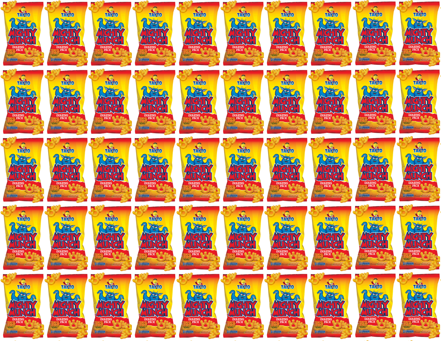 50 x Tayto Mighty Munch Hot & Spicy Flavour Potato Snacks 31G