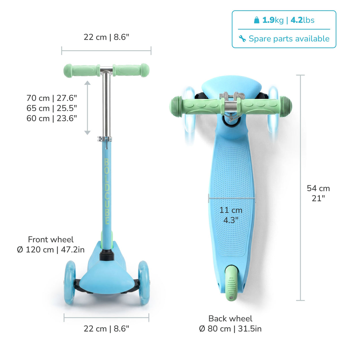 Blue & Green - Teeny 3 Wheel Scooter