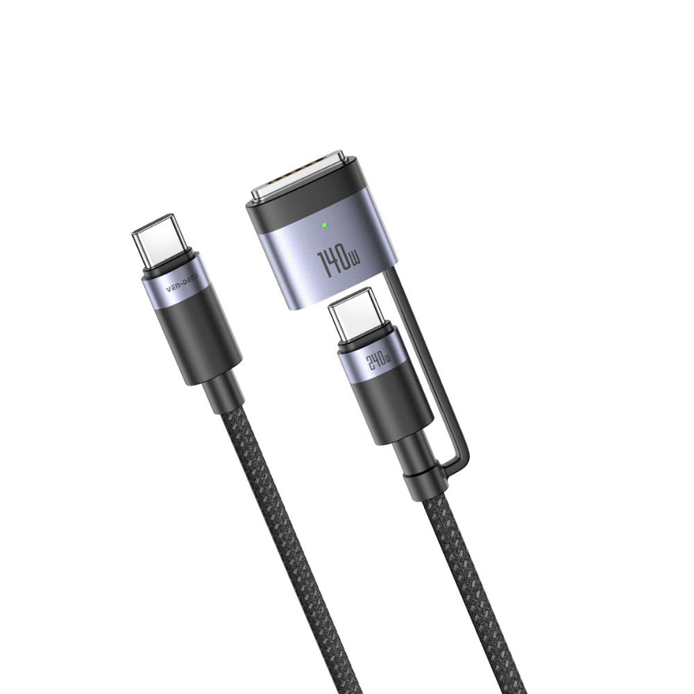 USB C to USB C + Mag3 Braided 240W 2M Fast Data Charging Cable VD-DCA10