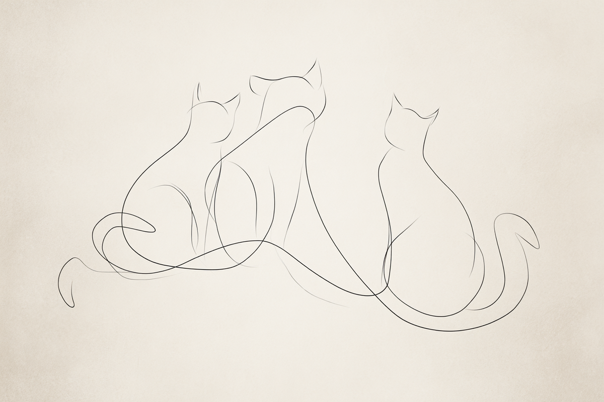 Three Cats Wave Canvas