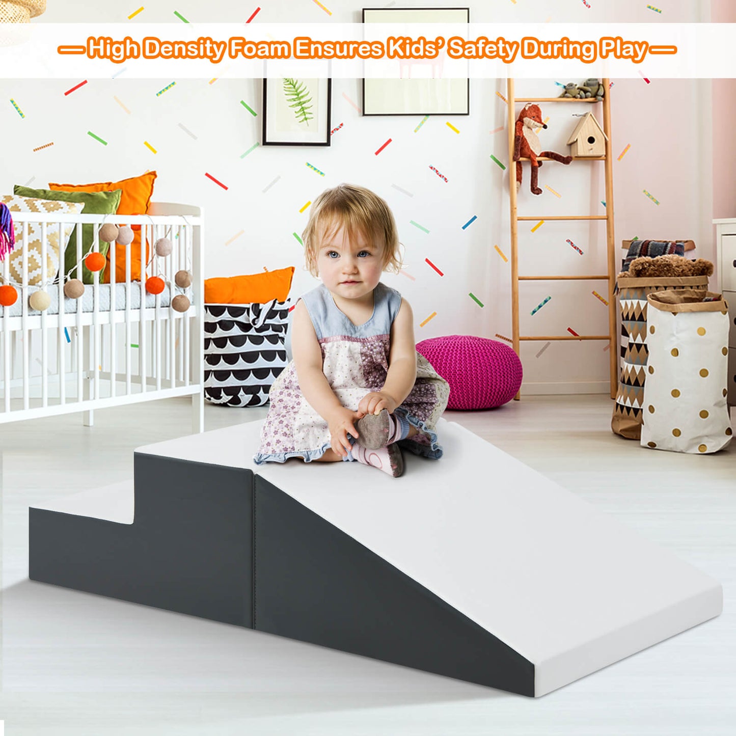 2-Piece Step and Slide Climber for Infants and Toddlers-Blue