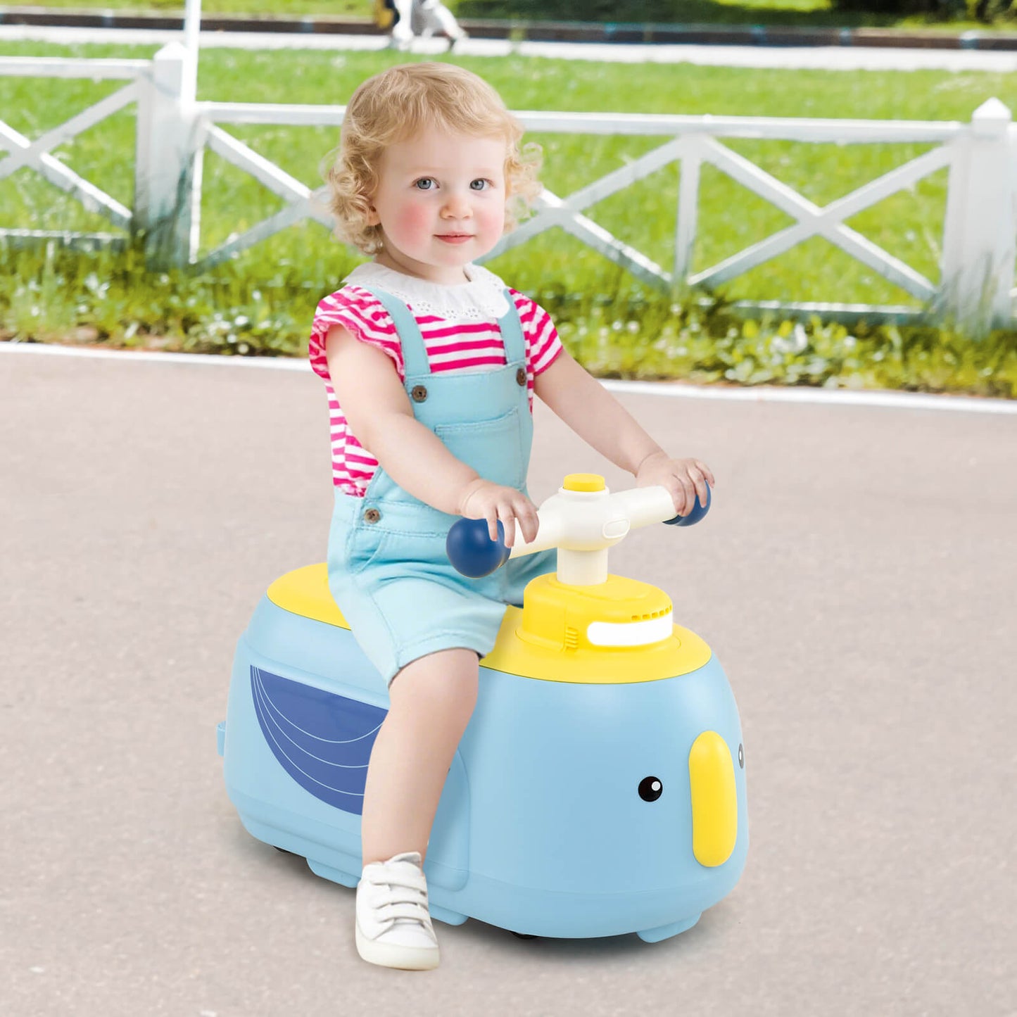Toddler Ride on Toy with Trailer Sliding Car with Light and Music-Beige