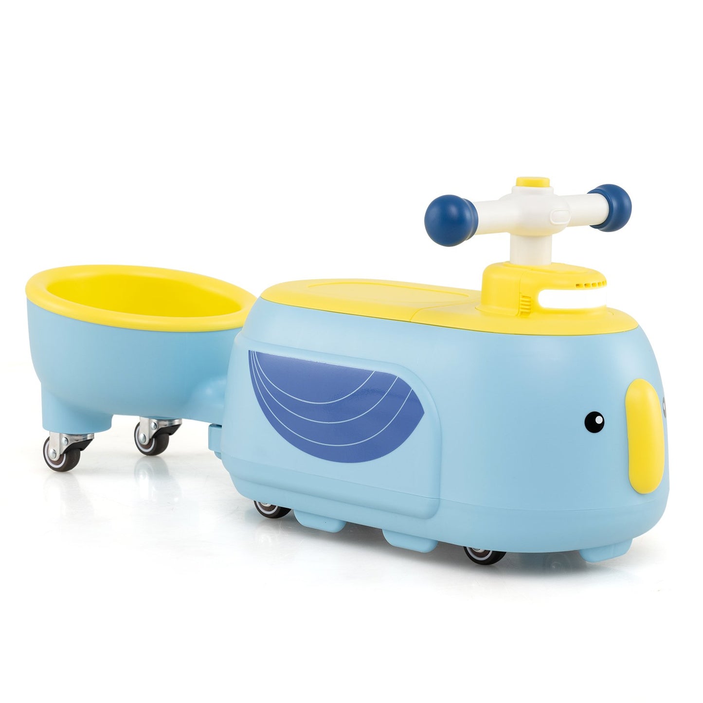 Toddler Ride on Toy with Trailer Sliding Car with Light and Music-Beige