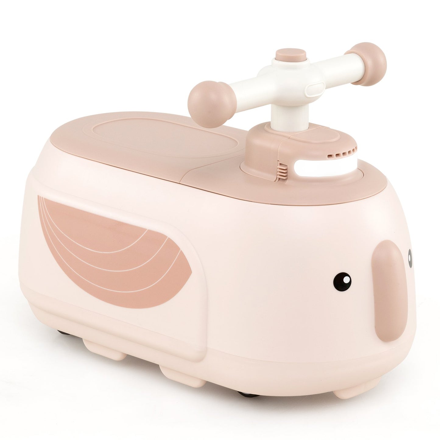 Toddler Ride on Toy with Trailer Sliding Car with Light and Music-Beige