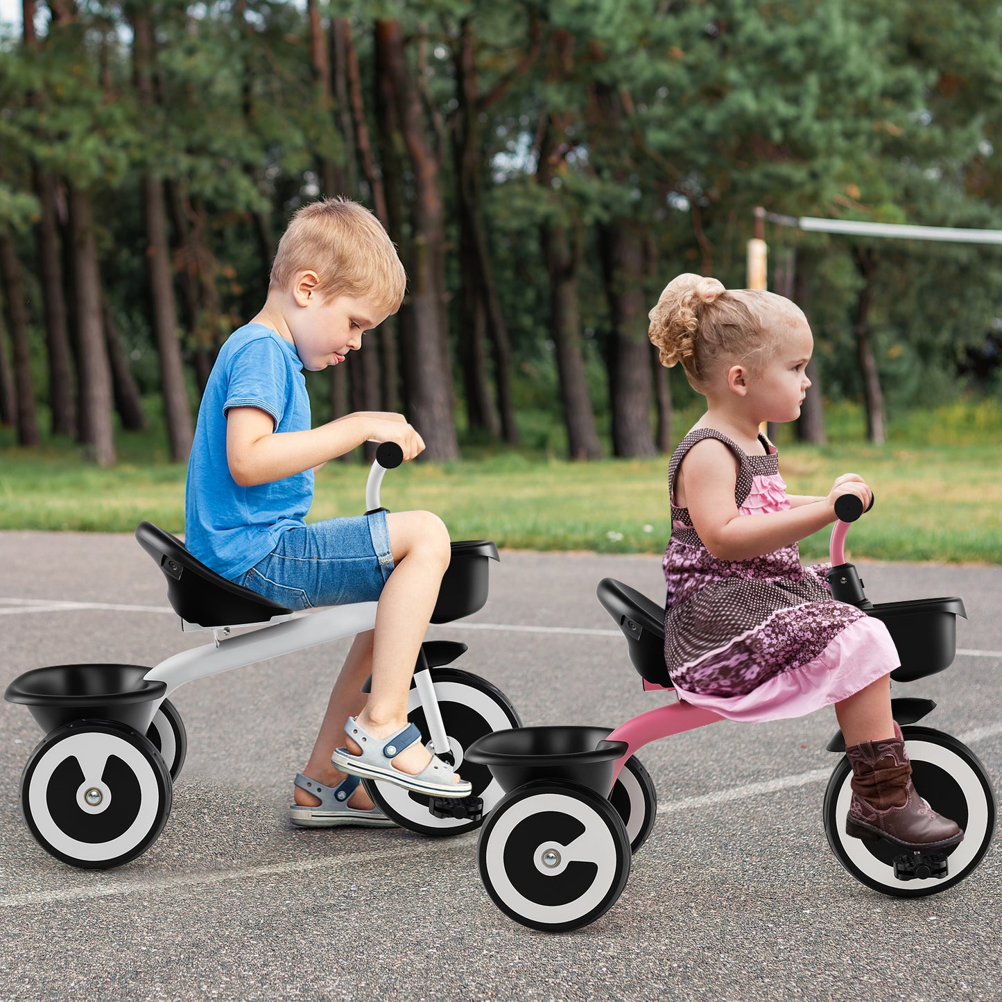 Toddler Tricycle Kids Trike with Adjustable Seat for 1.5-5 Years Old-Navy